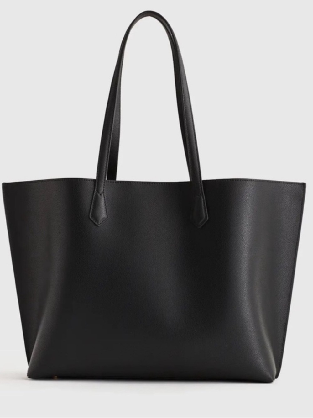 Quince Adeline Black Italian Leather Leather Tote